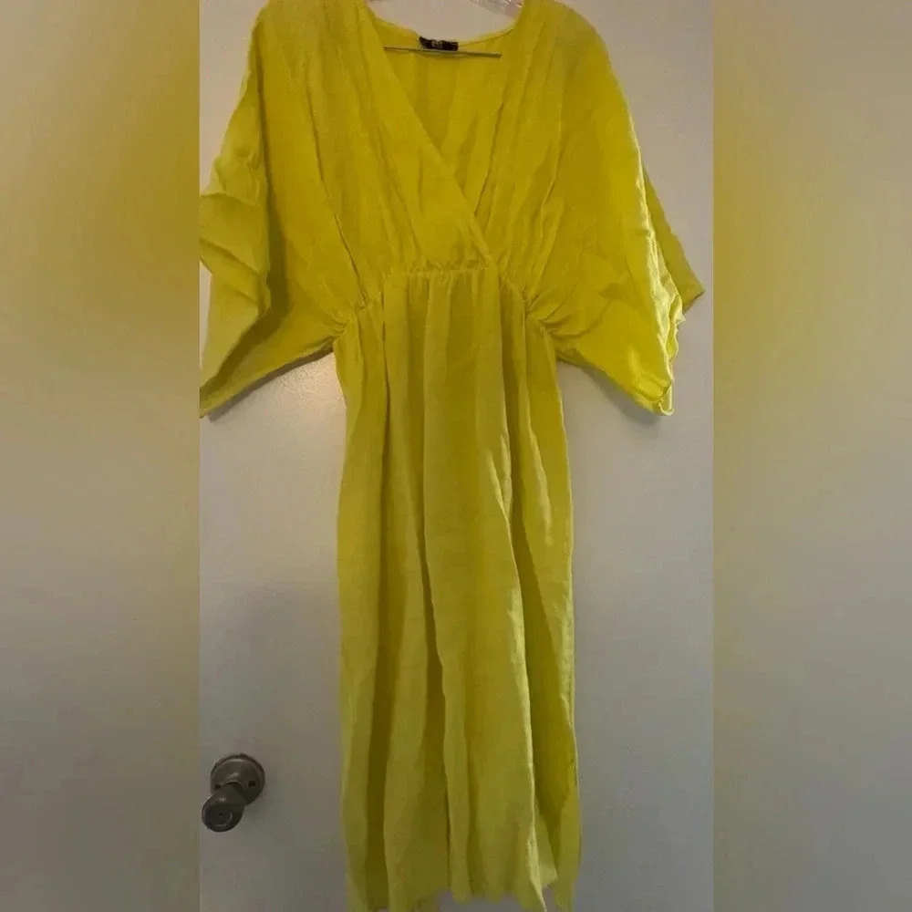 Yellow Italian linen dress